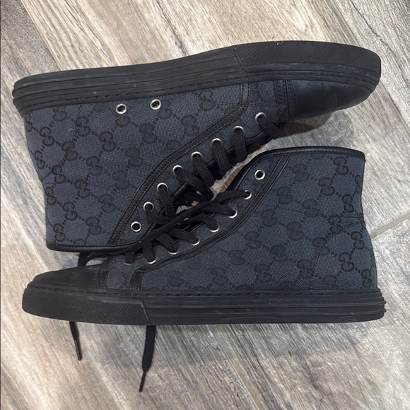 Gucci Black High-Top Sneakers with GG Monogram - Picture 1 of 8